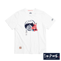 【EDWIN】江戶勝 男裝 鯉魚LOGO短袖T恤(米白色)