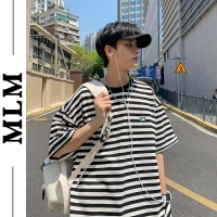 【MLM】條紋上衣 條紋t 素t t恤 條紋短袖 橫條紋上衣 黑白條紋 男短袖  寬鬆百搭 男T恤