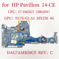 DAG7AMB58C0 For HP Pavilion 14-CE Laptop Motherboard CPU: I7-1065G7 SRG0N N17S-G2-A1 MX250 4G L67080-601 L67080-001 100% Test OK