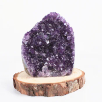 About 200g-900g Natural Amethyst Geode Quartz Cluster Crystal Specimen Energy Healing Figurines Decor(Without the base)