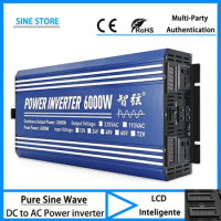 6000W Pure Sine Wave Solar Inverter DC to AC Frequency converter 12V 24V 48V Inverter Board With Remote Control For Home RV Car