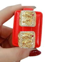 Nhẫn Nam Rồng Mắt Đỏ Chất Liệu Đồng hội Phủ Keo