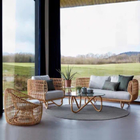Nordic Outdoor Sofa, Courtyard, Vine Weaving, Rain and Sun Protection, Bird's Nest, Small Chair, Vine Balcony, Villa Furniture