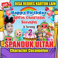 Spanduk Ulang Tahun Tema Cocomelon / Banner Happy Birthday / Backdrop untuk acara Ulang tahun anak u