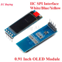 0.91 Inch OLED Module 0.91" Screen White/Blue/Yellow 128X32 LCD LED Display Module IIC I2C SPI Interface SSD1306 for Arduino