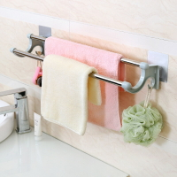 不銹鋼掛毛巾架衛生間浴室免打孔雙桿浴巾架吸盤式廚房置物架掛鉤