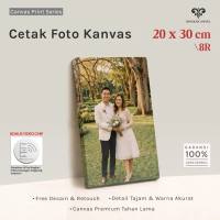 Bingkaicanvas Cetak foto kanvas 20x30cm 8R/Canvas photo printing + spanram Kayu Gantungan