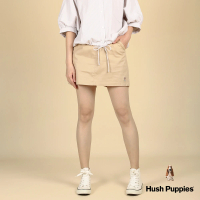 【Hush Puppies】女裝 褲裙 素色刺繡小狗後鬆緊褲裙(卡其 / 43222103)