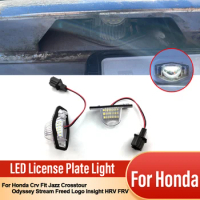 Error Free LED Car Number License Plate For Honda Crv Fit Jazz Crosstour Odyssey Stream Freed Logo Insight HRV FRV 2Psc