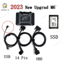 2023.09 SUPER MB PRO M6+ Wireless Star Diagnosis Tool with Multiplexer + Lan + OBD2 16pin Main Test Cable with SSD