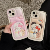 Kawaii Sanrio Hello Kitty Phone Case for Iphone14 13 12 11 Pro Max Cartoon Anime Fashion Shockproof Phone Cover
