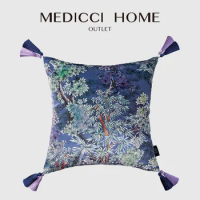 Medicci Home Night Royal Garden Floral Bloom Throw Pillow Case Shams With Tassels Luxury Velvet Cushion Cover Eeasten Home Decor