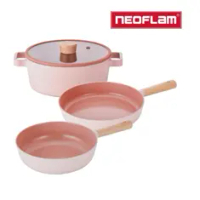 【NEOFLAM】FIKA系列鑄造鍋三件組(22湯+26炒+28平)-PINK