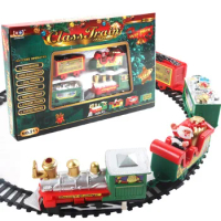 Christmas Realistic Electric Train Set,Easy To Ass-emble &amp; Safe For Kids Gift &amp; Party Home Xmas Tree Decoration