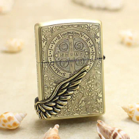 Genuine Zippo oil lighter windproof Constantine Angel Wings cigarette Kerosene lighters Gift with anti-counterfeiting code