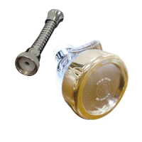 【水摩爾】金色透明三段增壓水花轉換器+不銹鋼加長管1入(發明銀牌獎專利增壓面板)