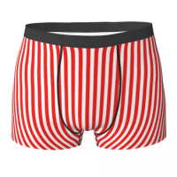 Red And White Striped Underwear Slimming Stripes Print Printed Boxer Shorts Hot Man Underpants Cute Boxer Brief Birthday Gift