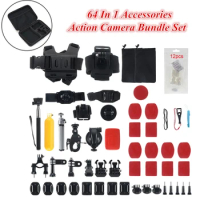 Retail 64 In 1 Action Camera Accessories Set For Gopro Hero 9 8 7 5 4 Xiaomi DJI OSMO Action Camera Suitable For Outdoor Sports