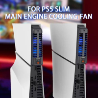 Cooling Fan 3 Levels Quiet Cooler Fan USB 2.0 Port LED Light Game Console Rear Cooling Fan for PS5 Slim Disc&amp;Digital Edition