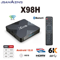 X98H Smart TV Box Android 12.0 6k 2.4g &amp; 5g Wifi 6 Bluetooth 5.0 4g16g 32gb Quad Core Set Top Support IP TV Google Player