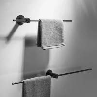 Black Towel Holder Stainless Steel Bathroom Towel Hanger Waterproof Towel Bar SS Gold Rack Shelf Accessories