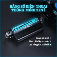 JFD Bảng Số Điện Thoại Để Taplo LED Kiêm Búa Phá Kính Thông Minh 3 in 1 ,Năng Lượng Mặt Trời Trang T