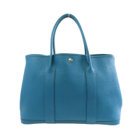 【二手名牌BRAND OFF】HERMES 愛馬仕 藍色 Negonda皮革 Garden Party PM 手提包 銀扣 □Q刻