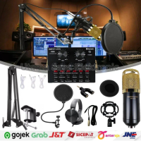 Paket Mic BM800 Soundcard V8S Bluetooth Stand Arm Rekaman Terabaik