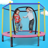 55 Inch Round Foldable Jumping Trampoline With Enclosure Net And Cover Padding Outdoor Exercise Home Toys Jumping Fitness Bed