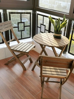 折疊餐桌實木免安裝桌椅組合便攜陽台木制圓桌學習書桌花桌