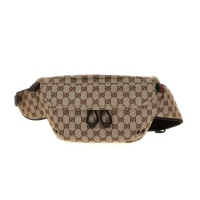 【GUCCI 古馳】Small GG 帆布 胸口包 斜背包 腰包 米色 烏木色 804262
