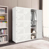 Portable Closet Armoire Wardrobe Storage Cubes Foldable Organizer Plastic Bedroom Wardrobe Home Furniture Open Cabinet Wardrobes