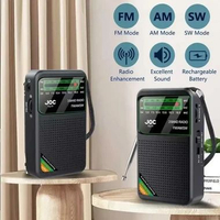 JOC Radio Receiver FM AM SW Telescopic Antenna Rechargeable Battery - TG-77 IH Hitam