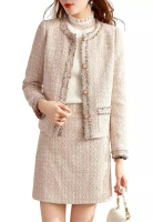 A-IN GIRLS (2PCS) Temperament Ladies Woven Jacket + Half Skirt Suit