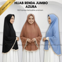 Kiswah - Hijab Renda Azura Syar'i Jumbo Malay Khimar Kerudung Jumbo Azura Renda Syar'i
