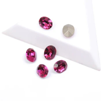 Best Quality Fancy Rhinestone Fuchsia Color Oval Shape 6x8mm 8x10mm Rhinestones Beauty Glitter Stones For Nail Art Decorations