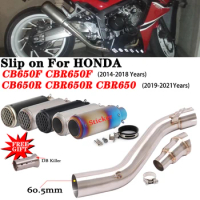 For HONDA CB650F CBR650F 2014-2018 CB650R CBR650 2019-2021 Motorcycle Exhaust Escape Moto 60mm Muffler Link Tailpipe DB Killer