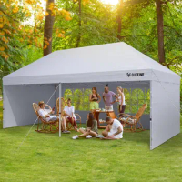 Canopy 10'X20' Pop Up Canopy Gazebo Commercial Tent w/4 Removable Sidewalls, Stakes X12, Ropes X6 for Patio Outdoor Party Events