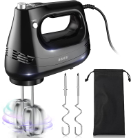 Electric Hand Mixer with Stainless Steel Whisk Dough Hook Attachment and Storage Bag Handheld Mixer