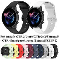 22mm Watch Band For amazfit GTR 3/3 pro/2e/2/3 stratoS/GTR 47mm/pace/stratos/2 stratoS/ZEPP Z Strap Silicone Wristband Bracelet