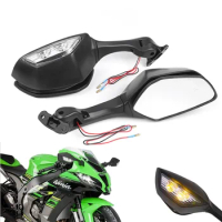 Motorcycle Rearview Rear View Side Mirrors with LED Turn Signal Light For Kawasaki Ninja ZX-10R ZX10R ZX 10R 2011 2012 2013 2014