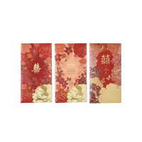 【MWD】10入 彩印紅包袋 囍字紅包袋 WD1050(燙金紅包袋 禮金袋 訂婚紅包袋 喜字紅包袋 結婚紅包袋)