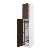 METOD 高櫃附清潔用品收納架, 白色/sinarp 棕色, 40x60x220 公分