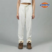 【Dickies】女款米白色簡約品牌Logo印花抽繩褲腰寬鬆縮口褲｜DK013134C48