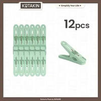 KOTAKIN 12PCS Jepit Jemuran Plastik Ring Besi Gantungan Penjepit Cuci Baju Rumah Tangga Laundry Hija