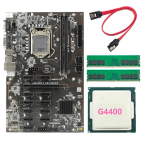 BTC-B250 Mining Motherboard Supports 12 GPU LGA1151 +G4400 CPU+2XDDR4 4G 2666MHZ Memory +SATA Cable