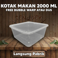 Thinwall 2000 ML Persegi / Kotak Makan Plastik - 048e