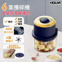HOLAR 玻璃款電動蒜泥打蒜器 絞肉機 攪拌器 攪蒜機 輔食機 香港行貨 藍色