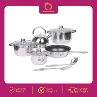 NIKO Cookware Set Stainless 7in1 NK-1112ST Panci Set Peralatan Makan