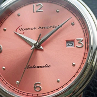 Salmon Dial Watch Automatic Miyota 8215 Mechanical Wristwatch Design Timepiece Relojes Para Caballero Vostok Amphibia